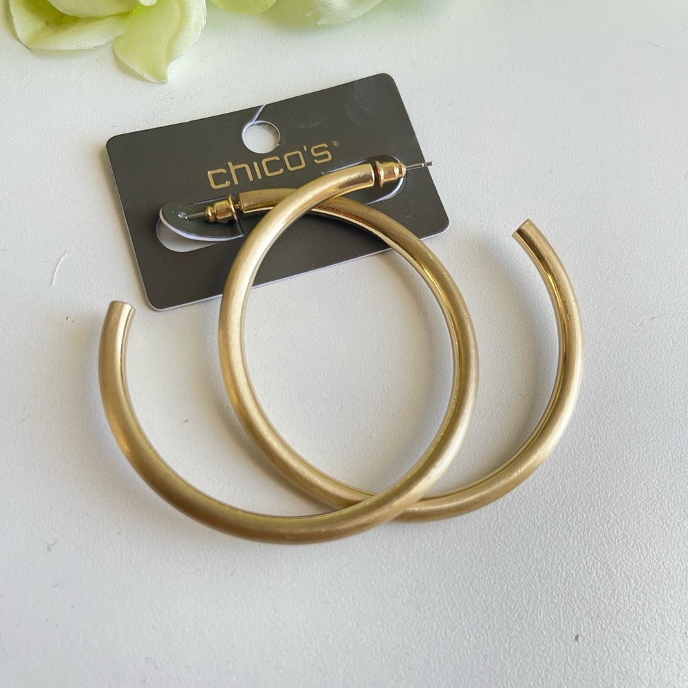 Chico's Classic Gold-Tone Hoop Earrings